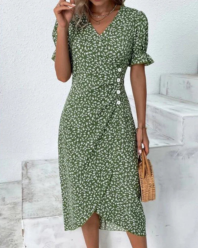 Evelyn | Midi Polka Dot Dress with Wrap Front