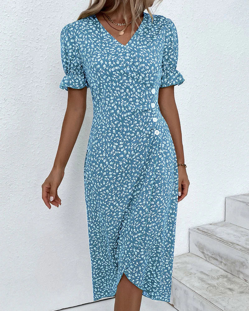 Evelyn | Midi Polka Dot Dress with Wrap Front