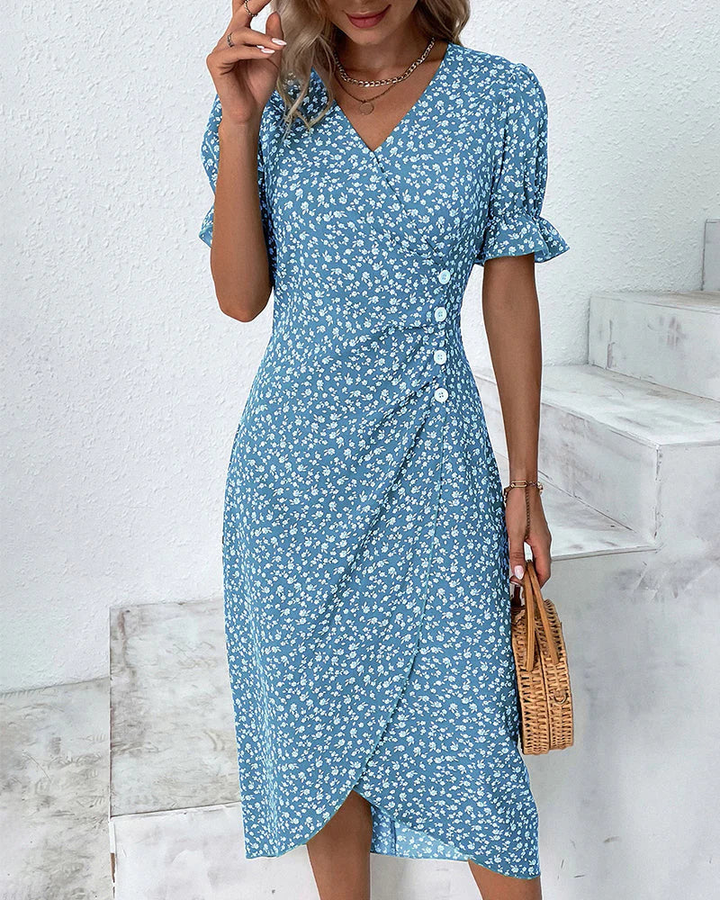 Evelyn | Midi Polka Dot Dress with Wrap Front