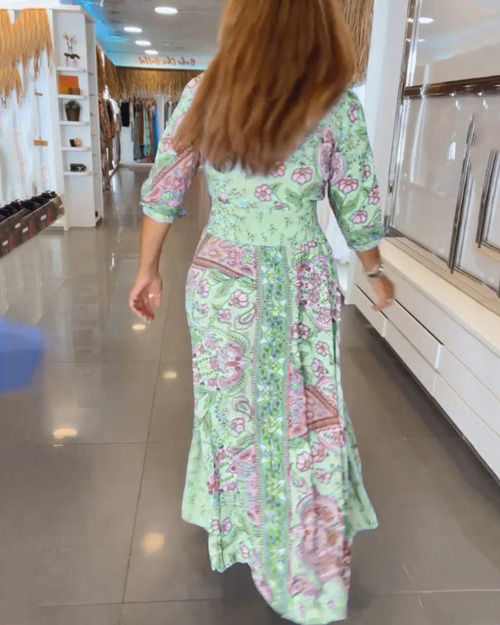 Sally | Maxi Summer Dress with Paisley Print and V-Neck
