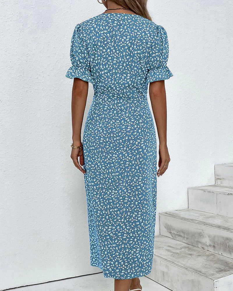 Evelyn | Midi Polka Dot Dress with Wrap Front