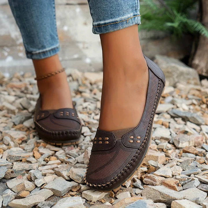 Women's Orthopedic Slip On Loafers with Perforated Upper