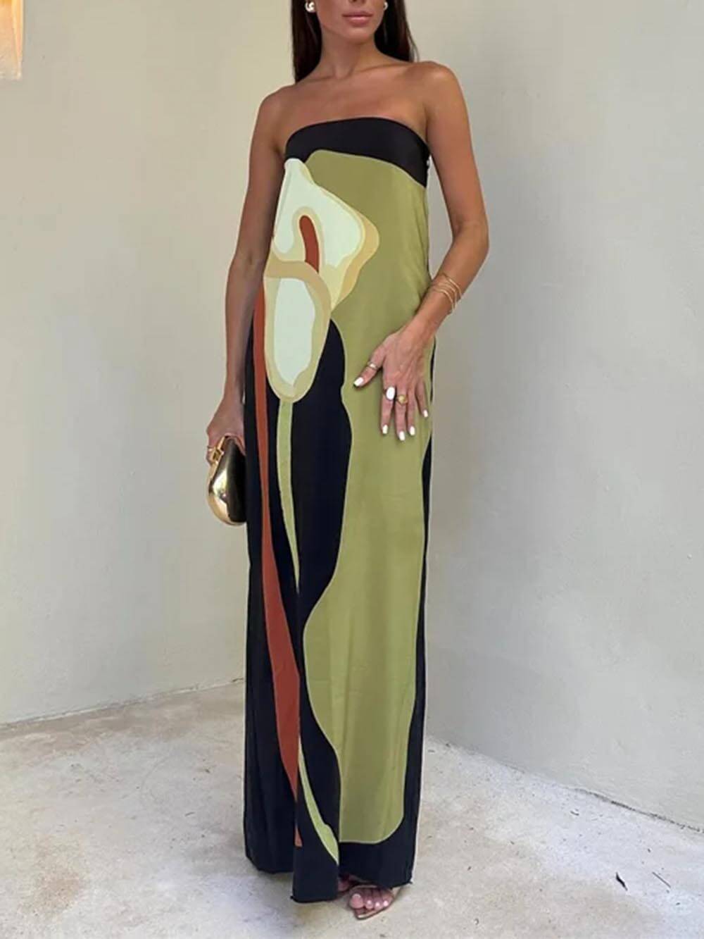 Esther | Summer Maxi Dress Strapless Green