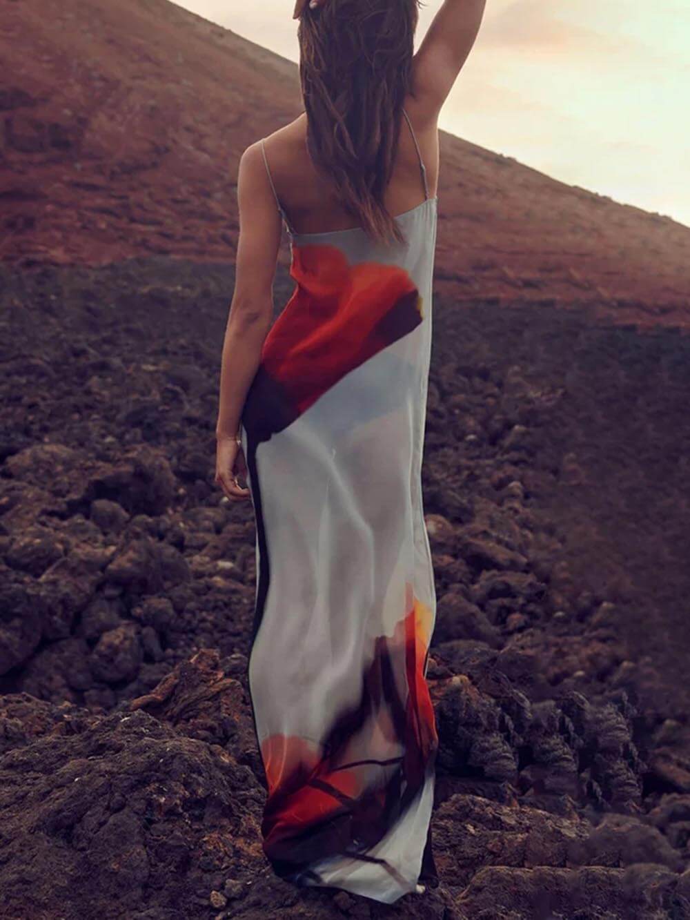 Irene | Maxi Summer Dress with Floral Print and Spaghetti Straps