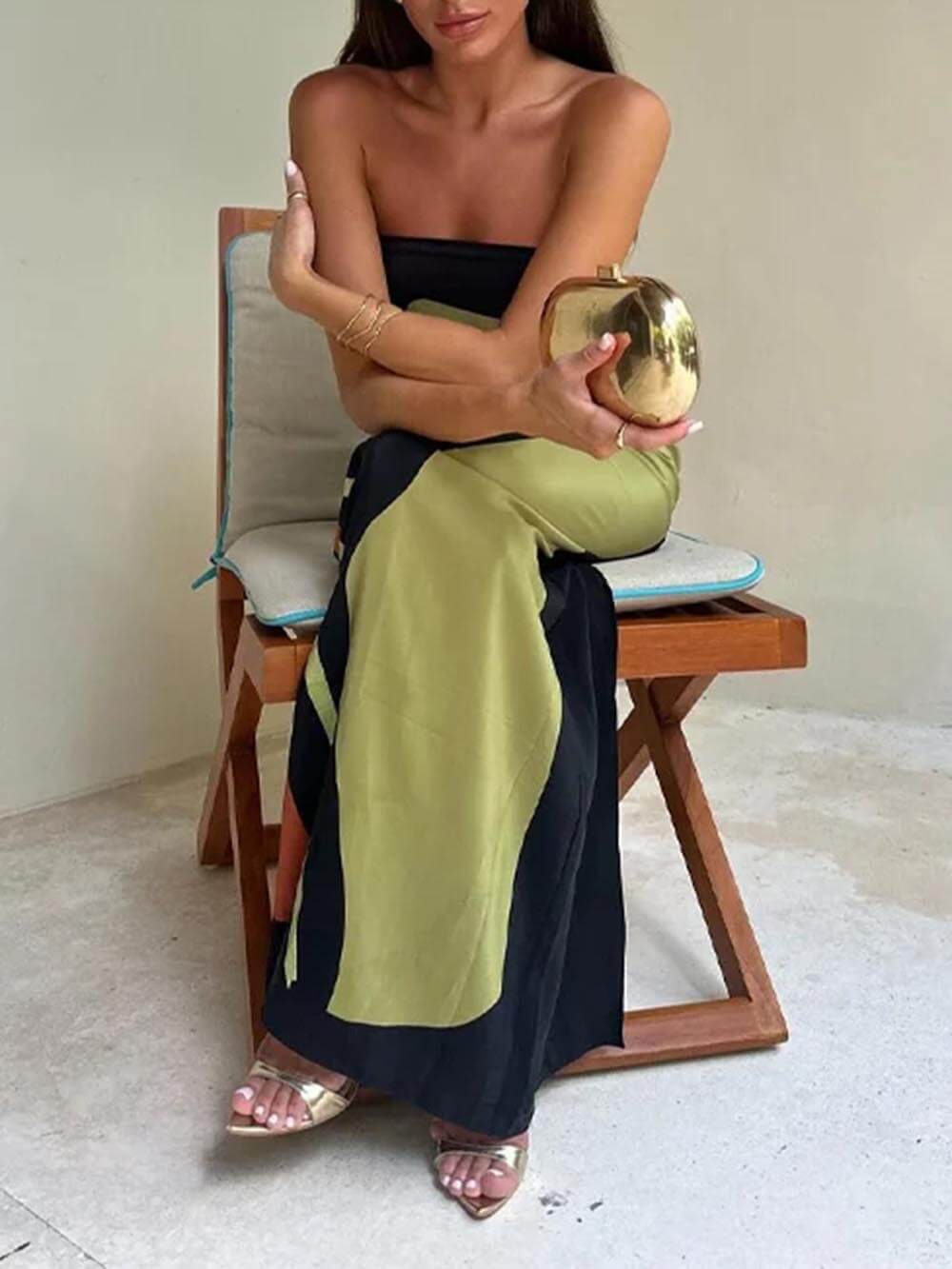 Esther | Summer Maxi Dress Strapless Green