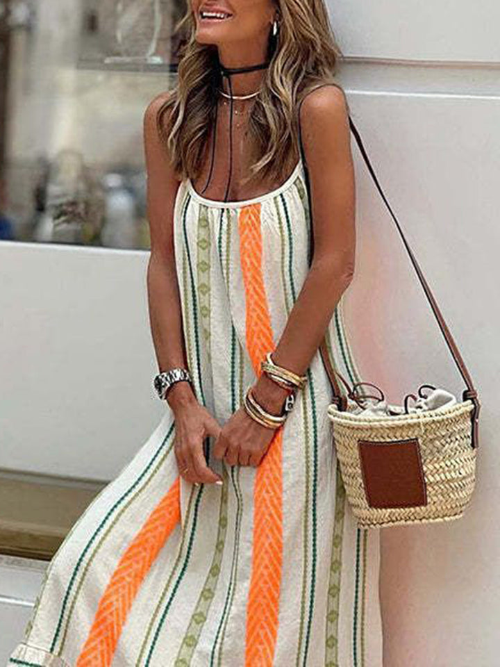 Mabel | Maxi Holiday Dress with Striped Print