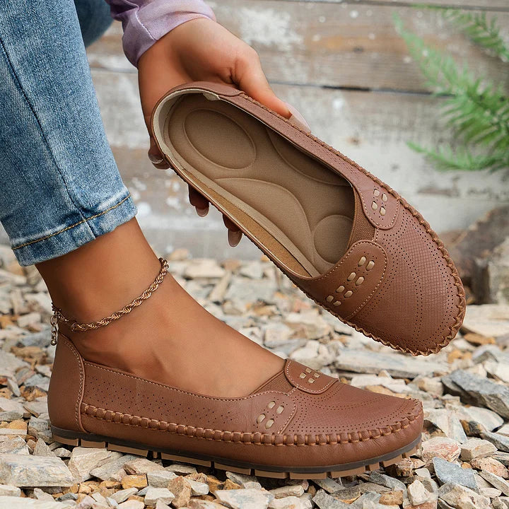 Women's Orthopedic Slip On Loafers with Perforated Upper