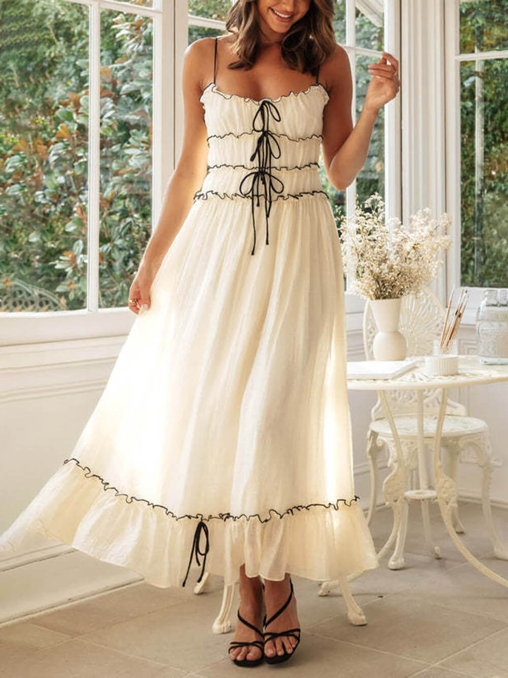 Harriet | Boho Midi Dress Spaghetti Strap