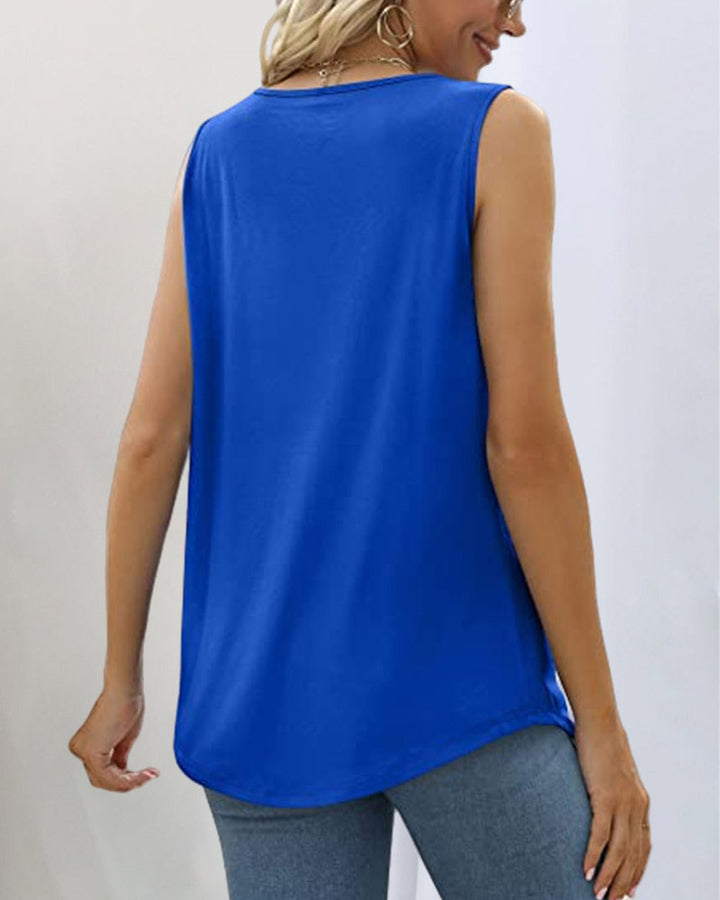 Women's Square Neck Tank Top with Pleated Front