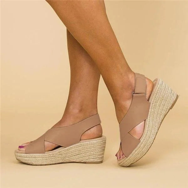 Neve | Orthopedic Espadrille with Cross Strap and Open Toe