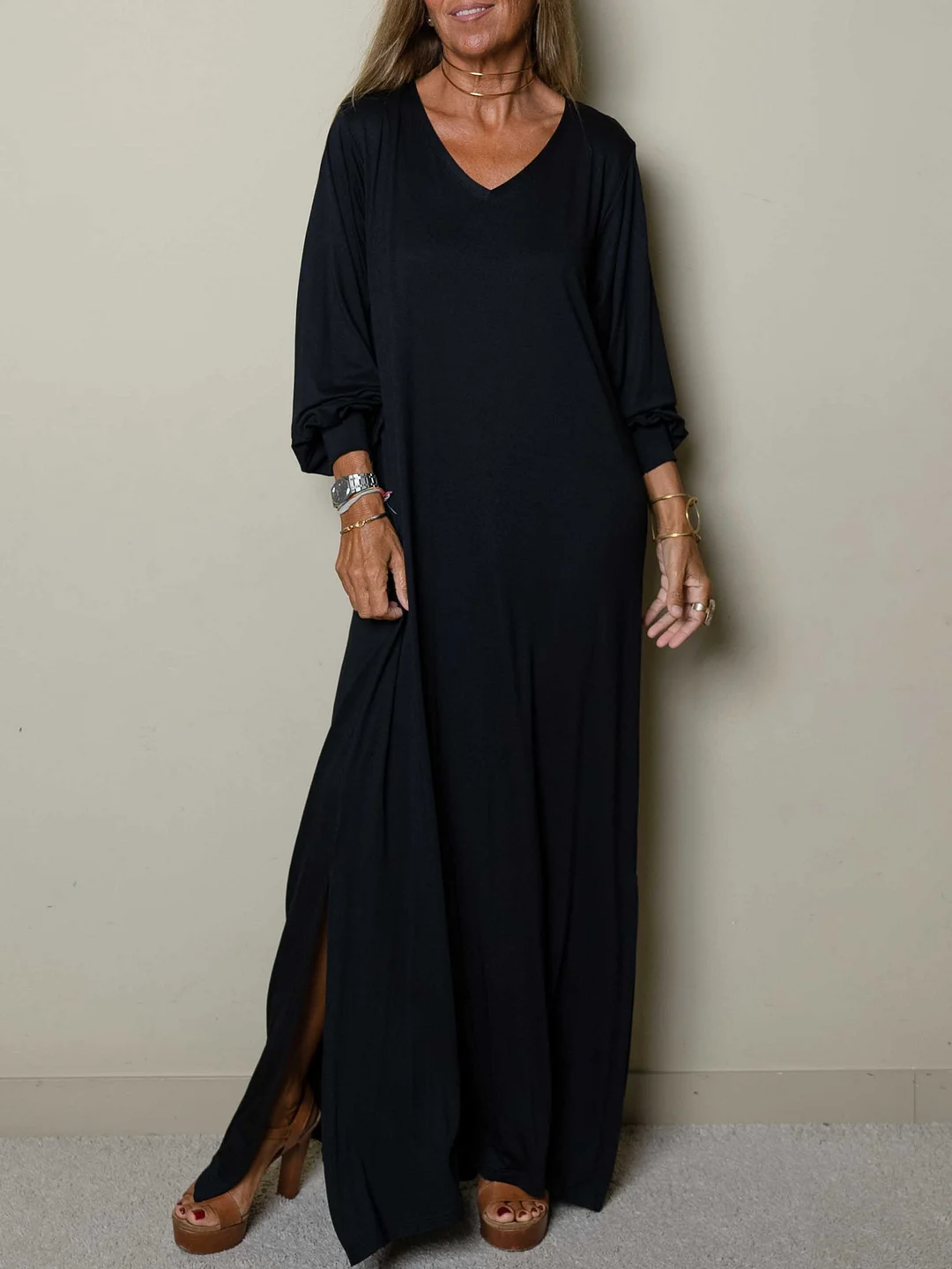Millie | Maxi Summer Dress with V-Neck and Side Slit