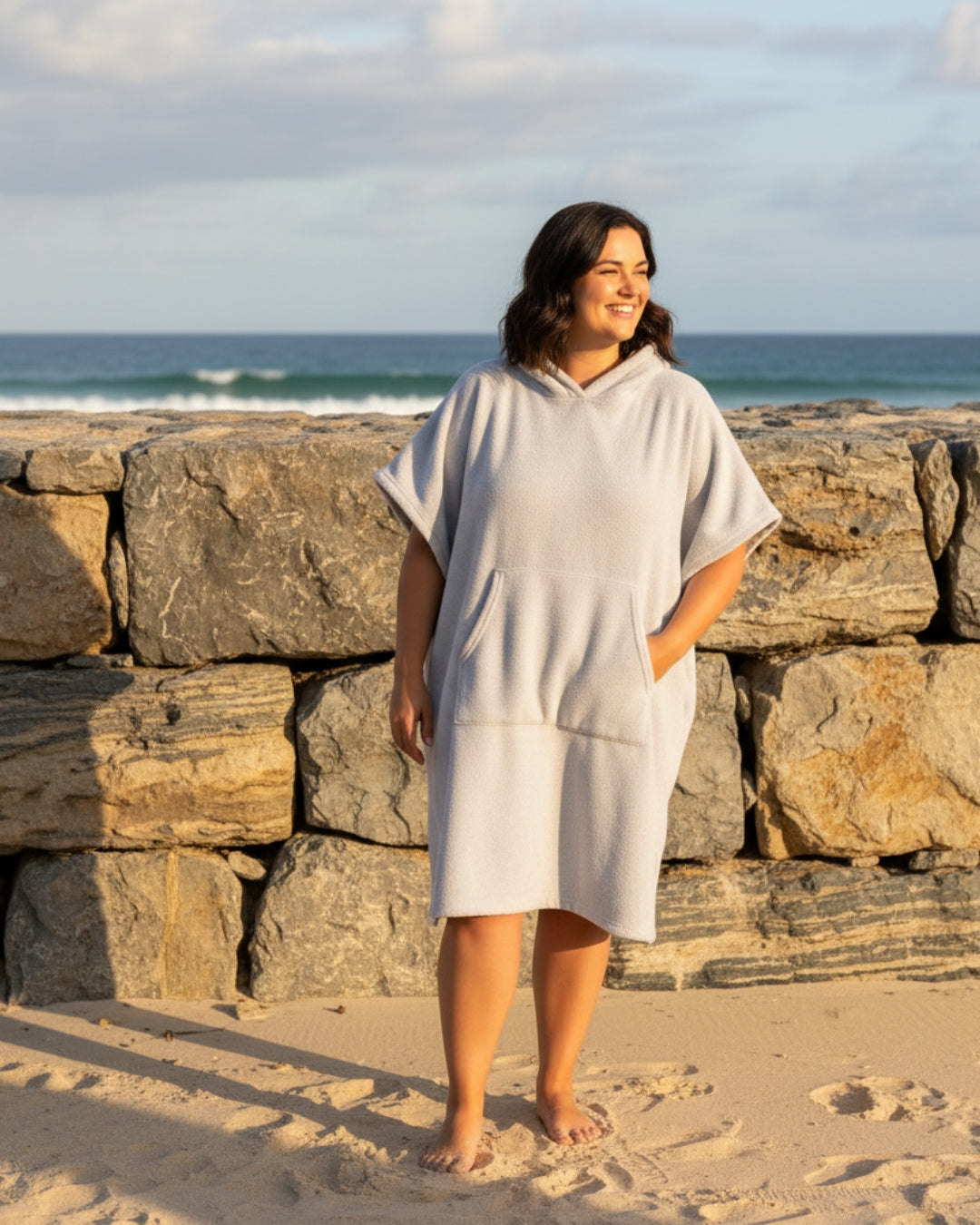 Dawn | Midi Summer Dress with Hooded Design and Front Pocket