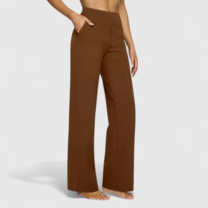 Women's High Waisted Wide Leg Pants with Pull On Design