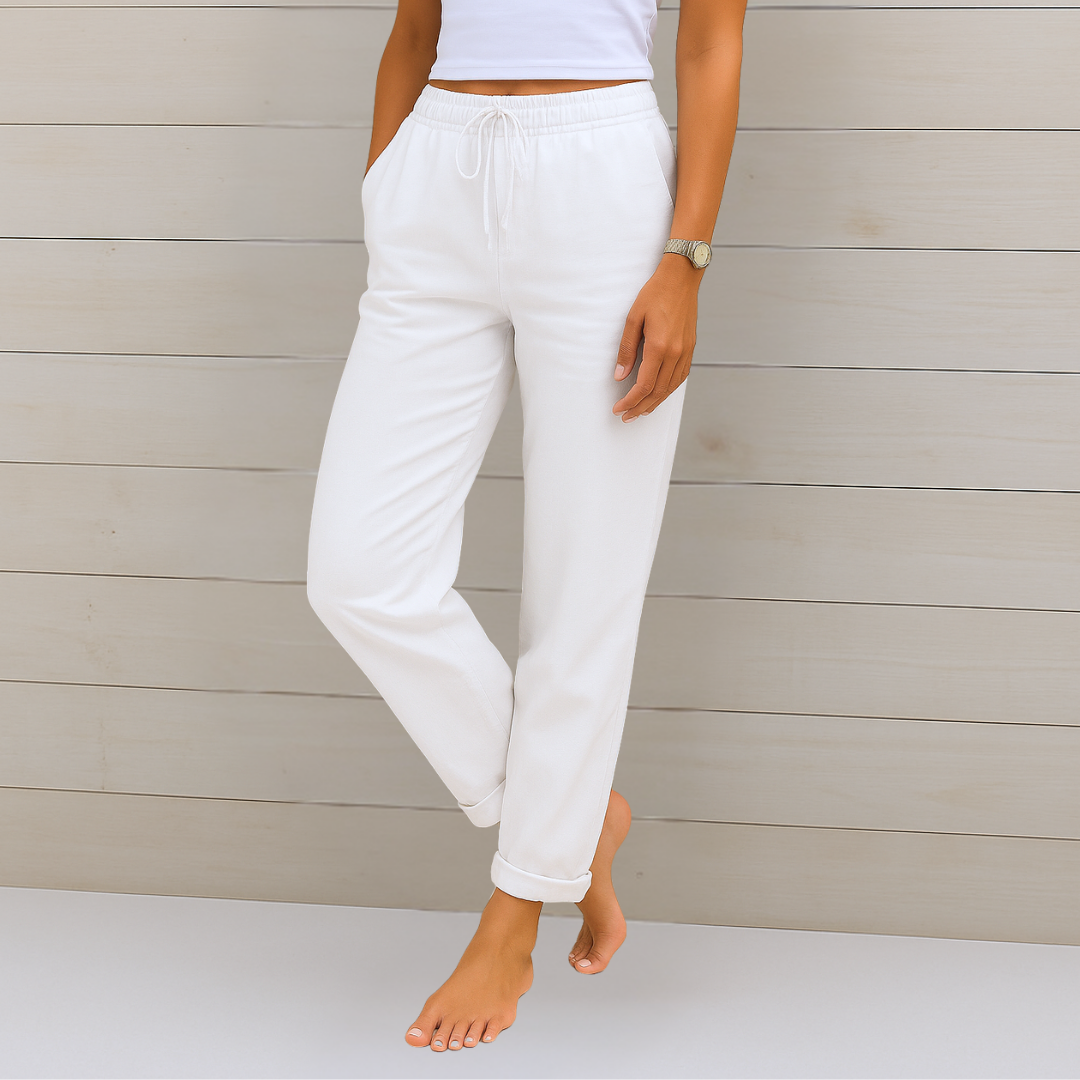 Women's Straight Leg Jogger Pants with Drawstring Waist and Pockets