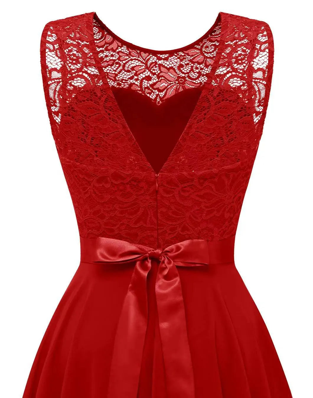 Alexis | Midi Wedding Guest Dress with High-Low Hem and Round Neck