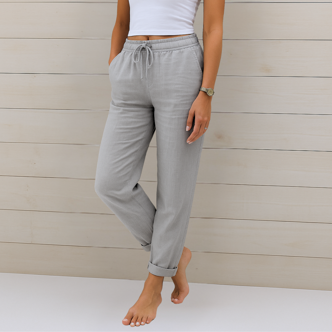 Sal | Tapered Trousers with Drawstring Waist and Cuffed Hem