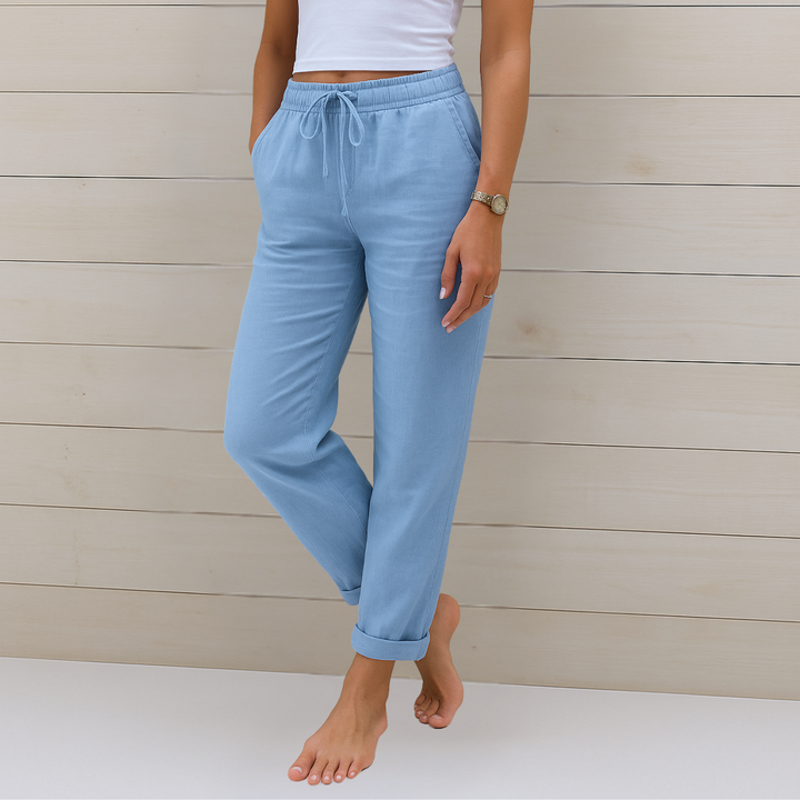 Women's Straight Leg Jogger Pants with Drawstring Waist and Pockets