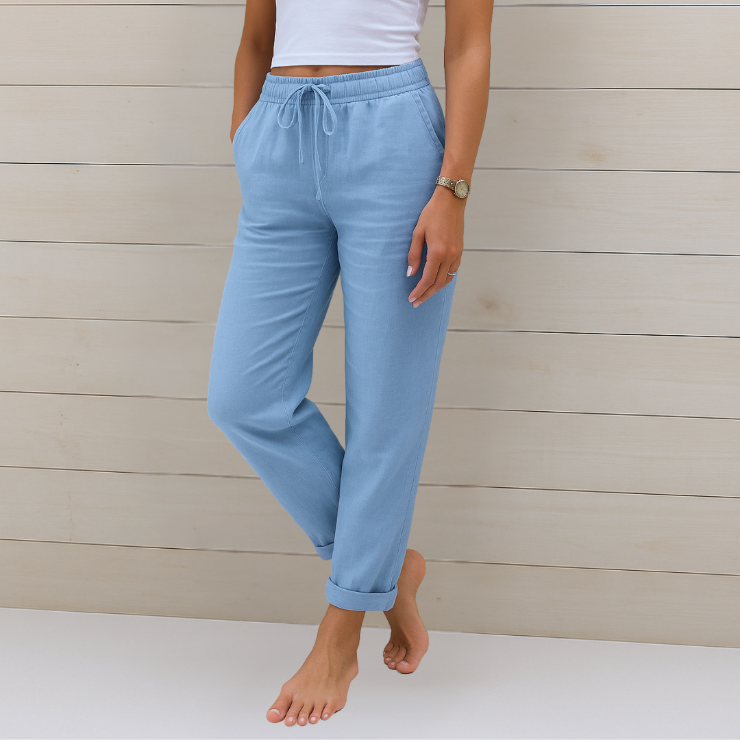 Sal | Tapered Trousers with Drawstring Waist and Cuffed Hem