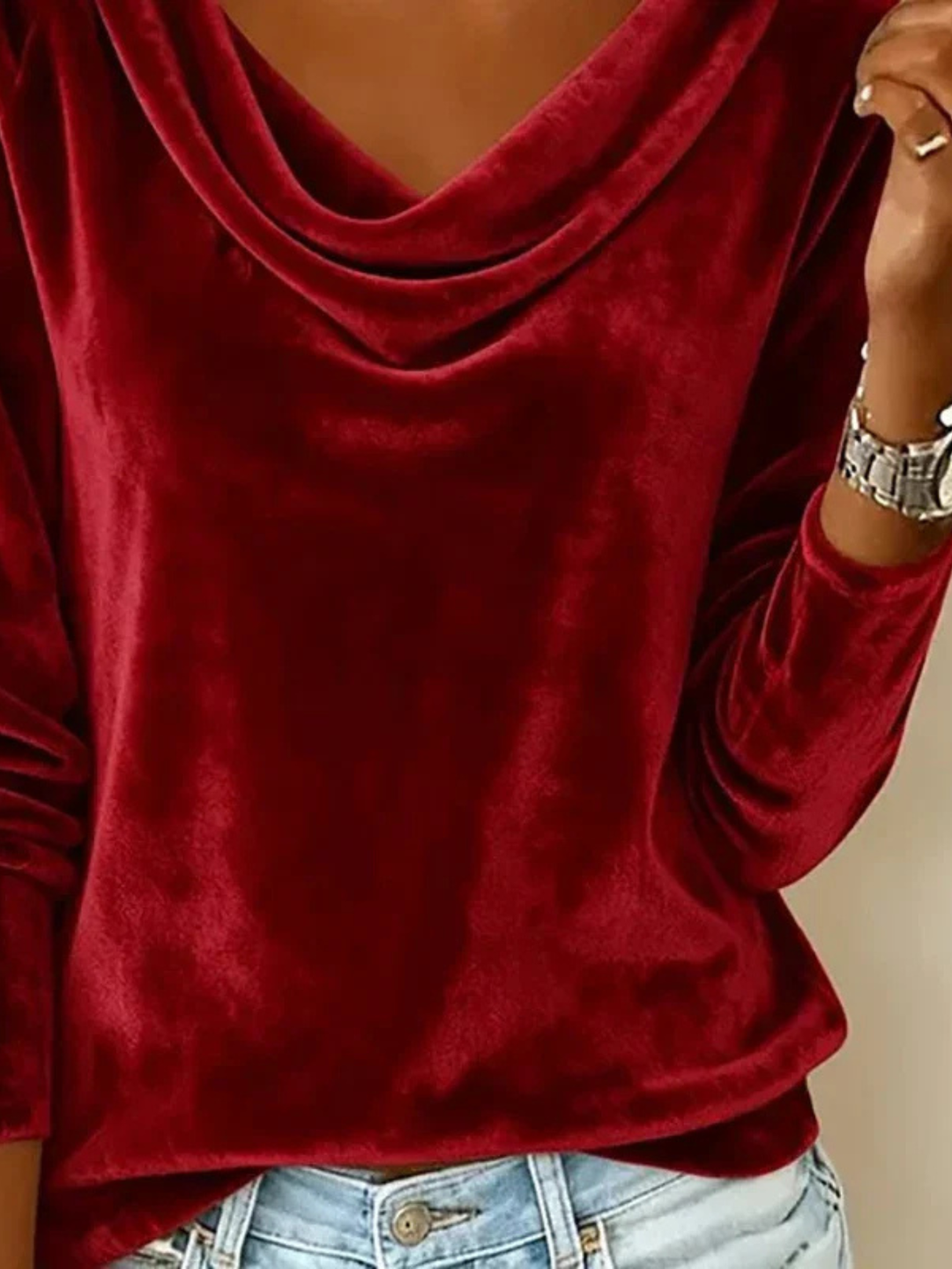 Nora | Cowl Neck Top with Long Sleeves