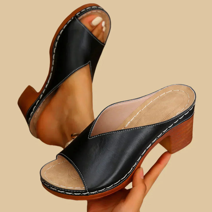 Lisa | Orthopedic Block Heel Sandal and Open Toe