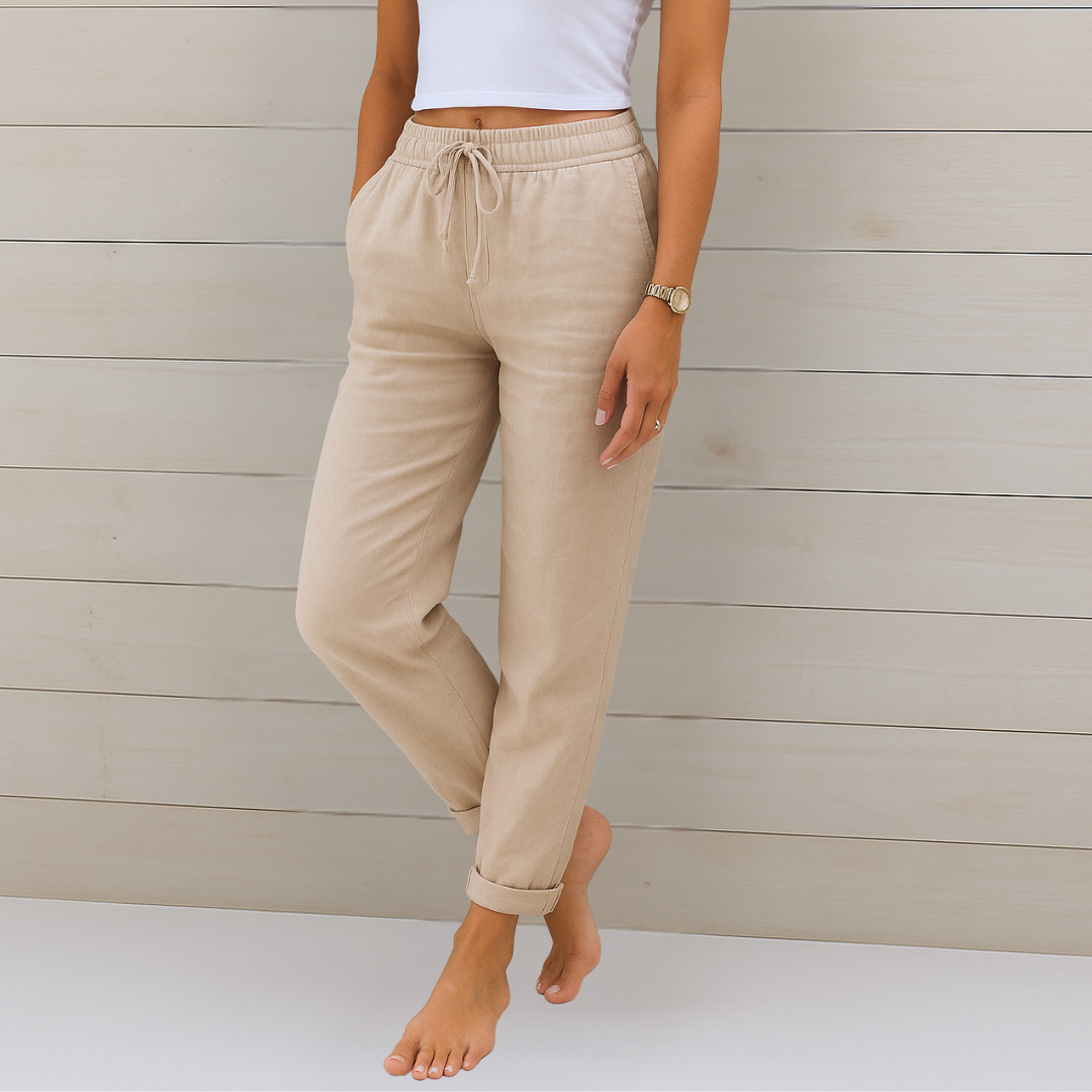 Sal | Tapered Trousers with Drawstring Waist and Cuffed Hem