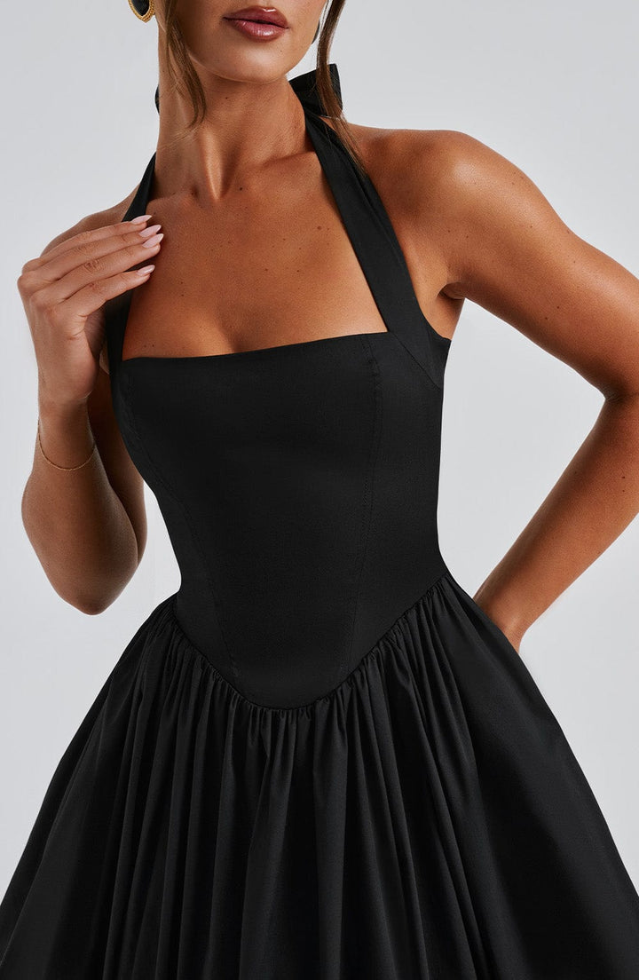 Ariana | Midi Halter Neck Dress with Corset Bodice