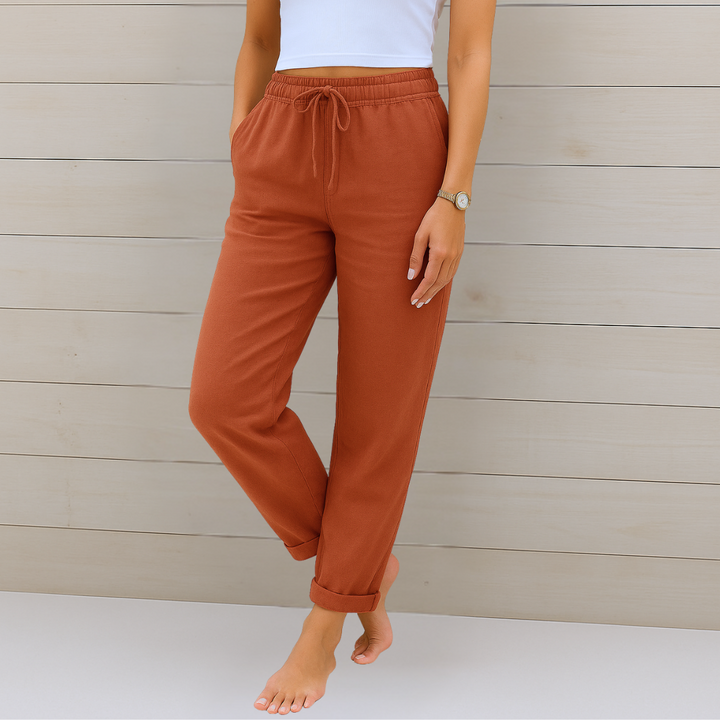 Women's Straight Leg Jogger Pants with Drawstring Waist and Pockets
