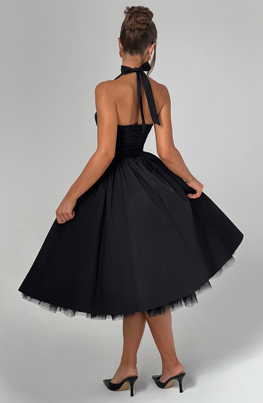 Ariana | Midi Halter Neck Dress with Corset Bodice
