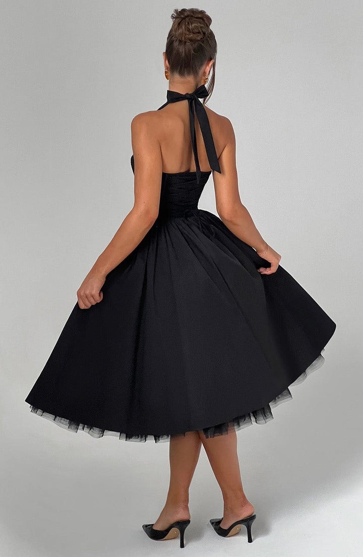 Ariana | Midi Halter Neck Dress with Corset Bodice