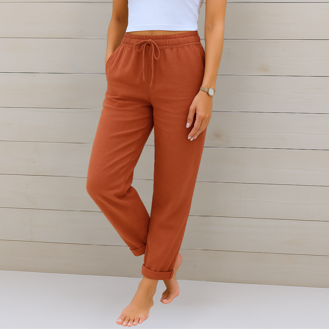 Sal | Tapered Trousers with Drawstring Waist and Cuffed Hem