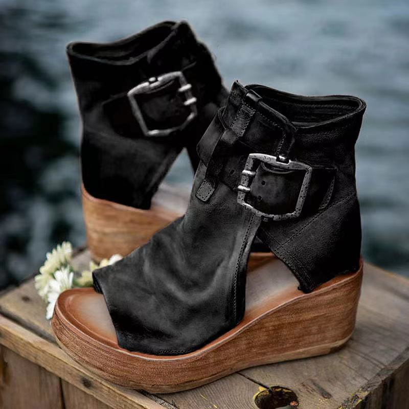 Women's Orthopedic Wedge Sandals with Ankle Buckle Strap
