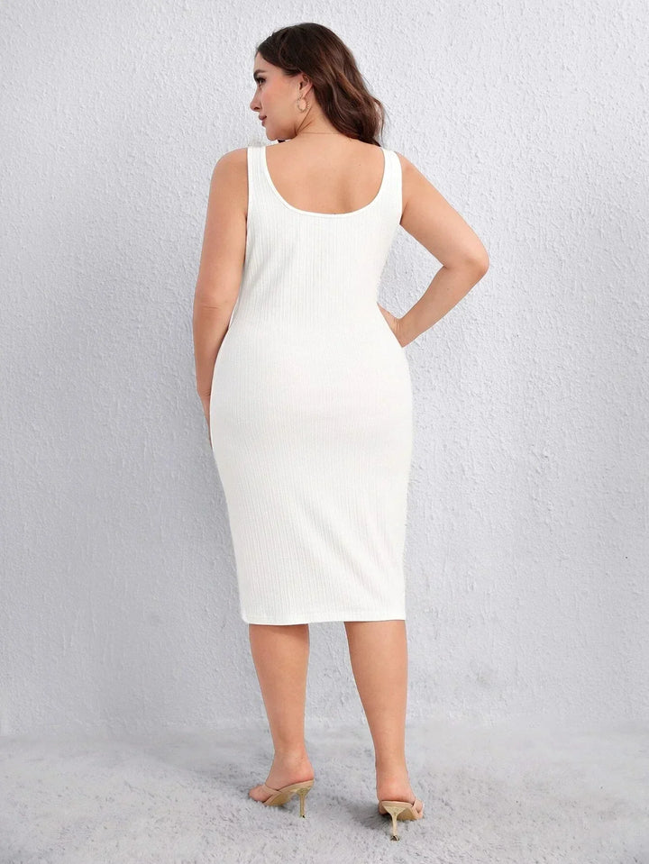 Quinn | Midi Summer Dress with Scoop Neck and Bodycon Fit
