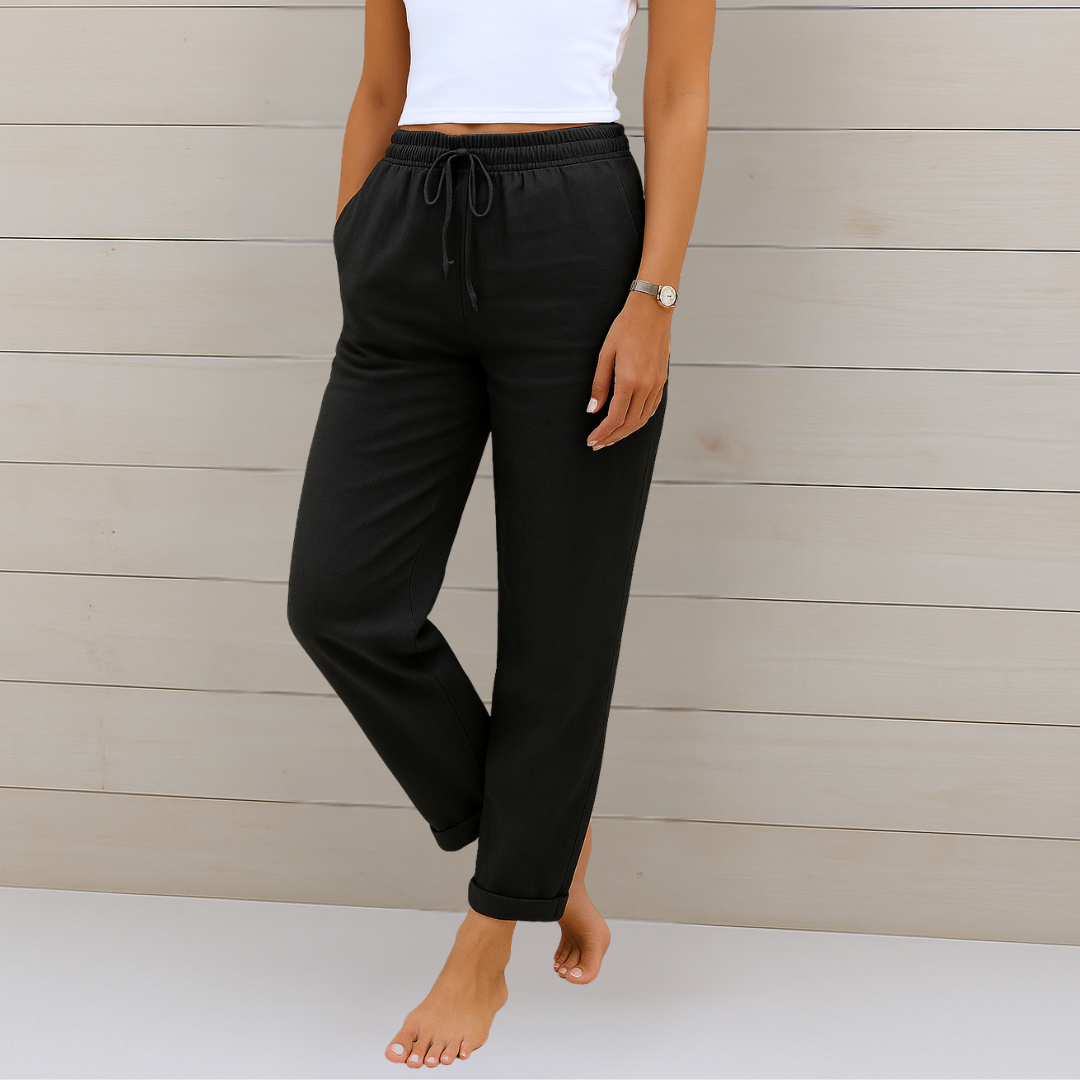 Women's Straight Leg Jogger Pants with Drawstring Waist and Pockets