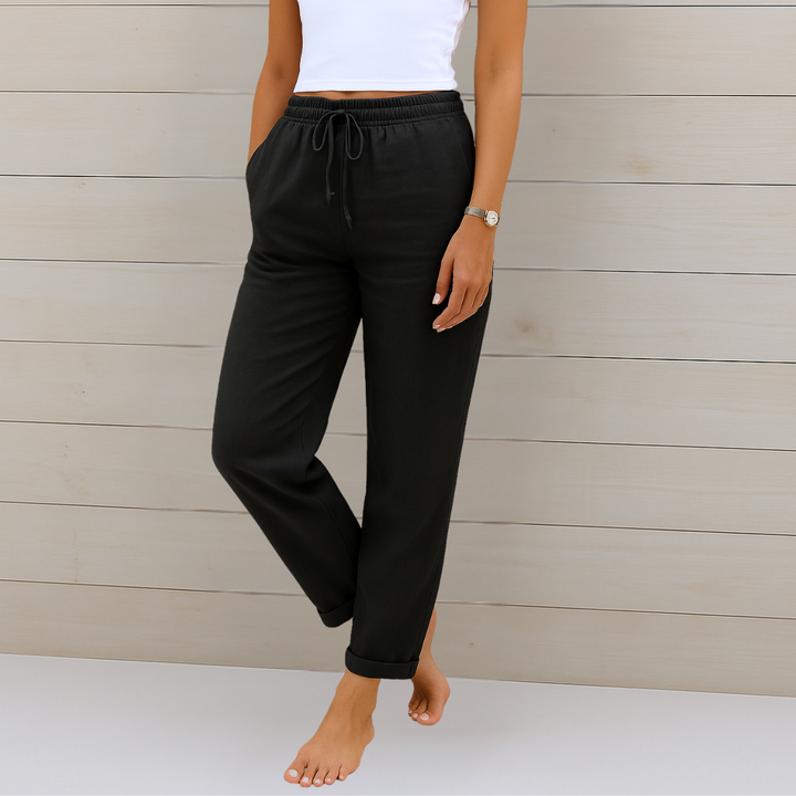 Women's Straight Leg Jogger Pants with Drawstring Waist and Pockets
