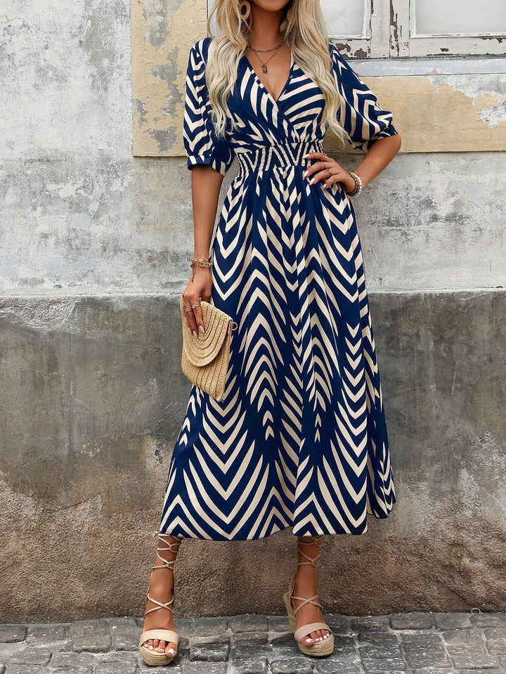 Emily | Boho Midi Dress Geometric Print