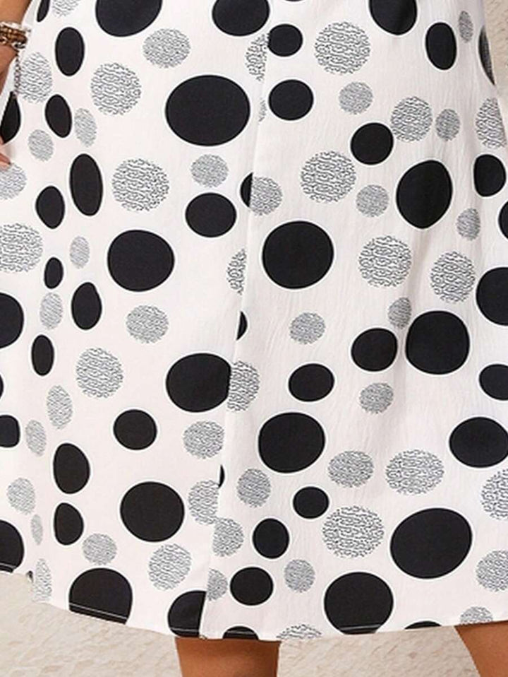 Hazel | Midi Polka Dot Dress with Round Neck and Pockets