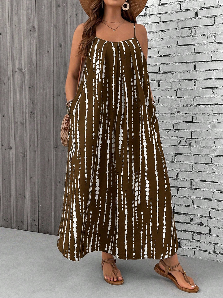 Paisley | Maxi Summer Dress with Tropical Print and Sleeveless Bodice