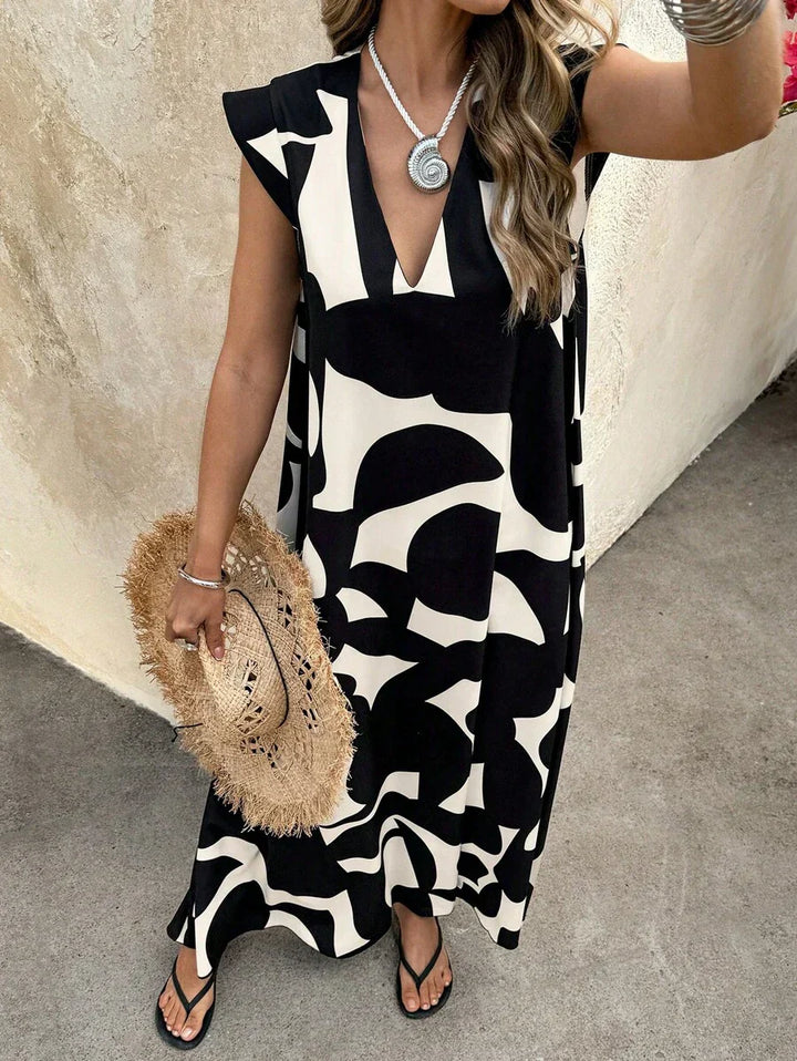 Lesley | Summer Maxi Dress Black V-Neck