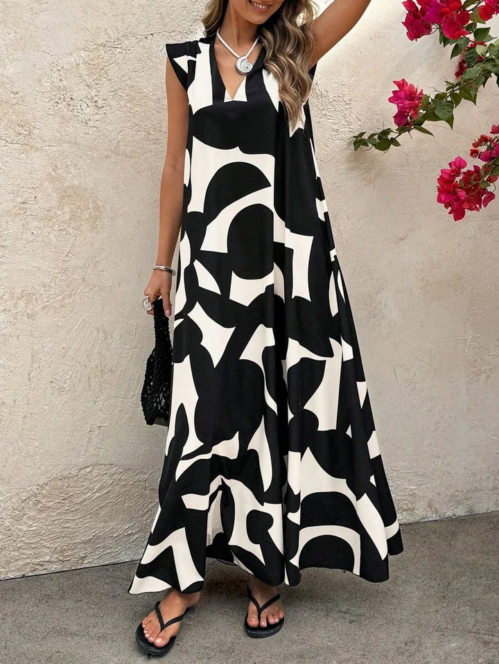 Lesley | Summer Maxi Dress Black V-Neck