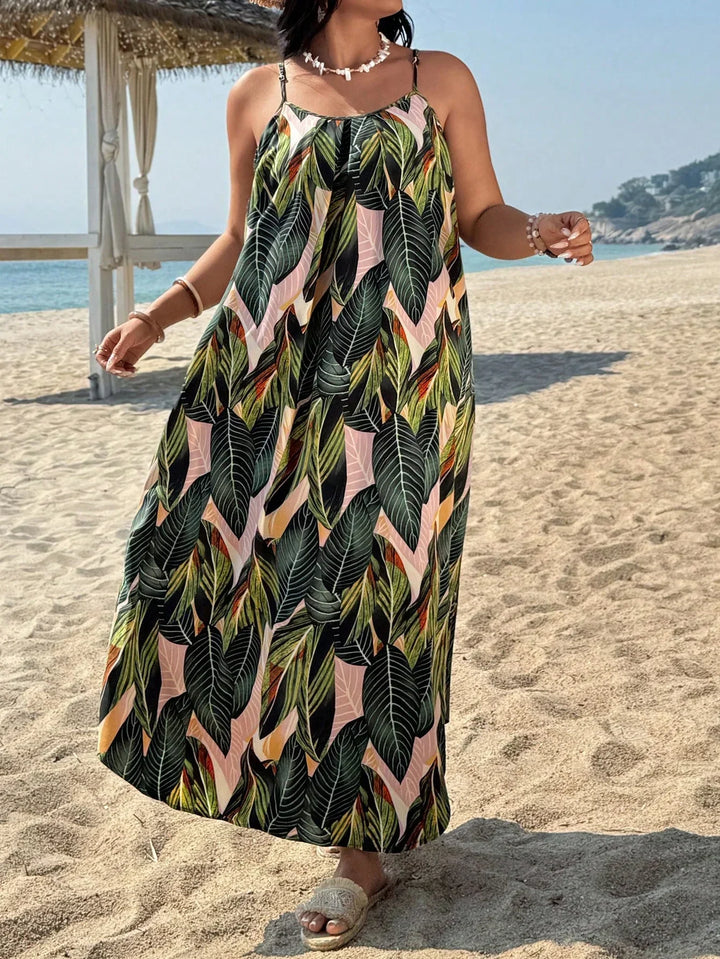 Paisley | Maxi Summer Dress with Tropical Print and Sleeveless Bodice