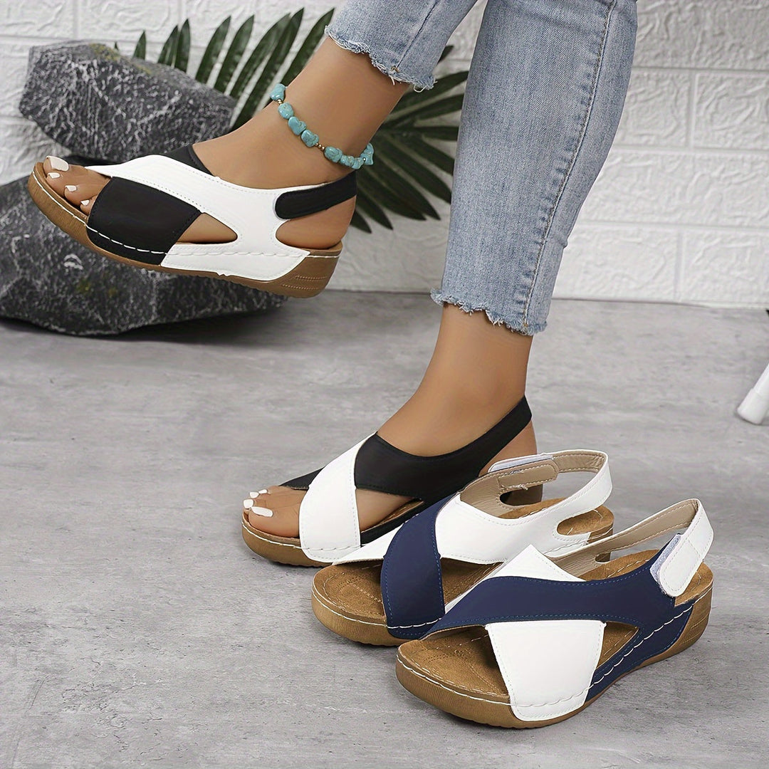 Women's Orthopedic Cross Strap Wedge Sandals with Slingback