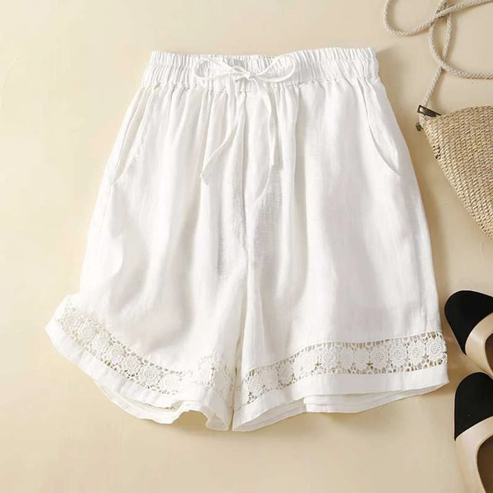 Lily | Wide Leg Shorts with Lace Hem and Drawstring Waist