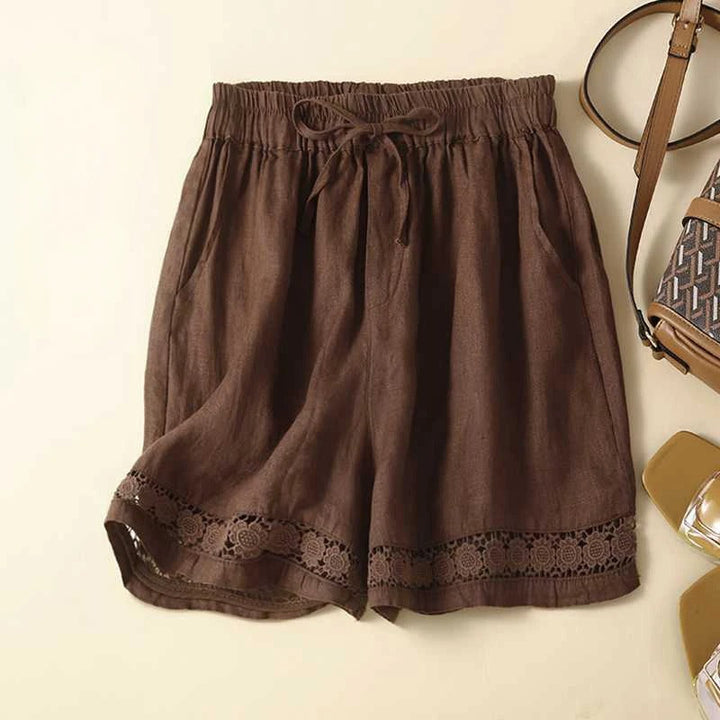 Lily | Wide Leg Shorts with Lace Hem and Drawstring Waist