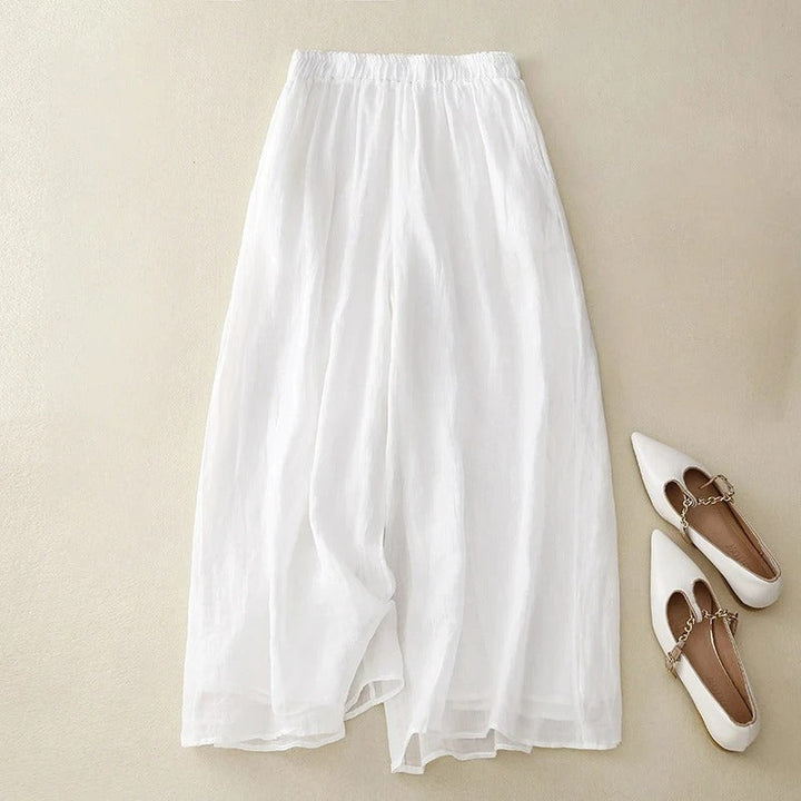 Dia | Wide-Leg Palazzo Trousers with Elasticated Waist and Plain Finish