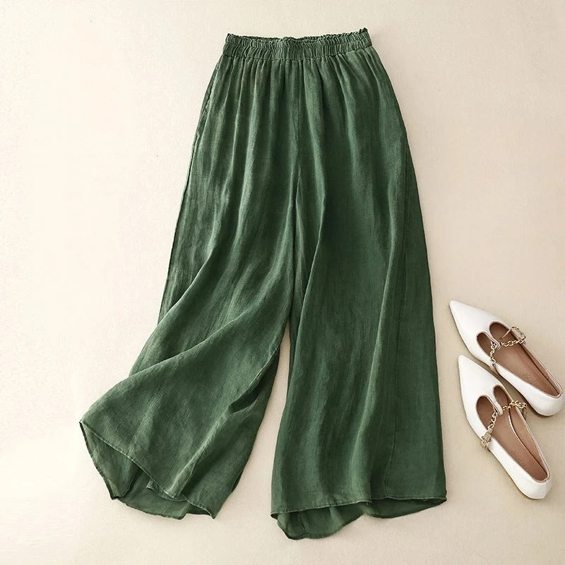 Dia | Wide-Leg Palazzo Trousers with Elasticated Waist and Plain Finish