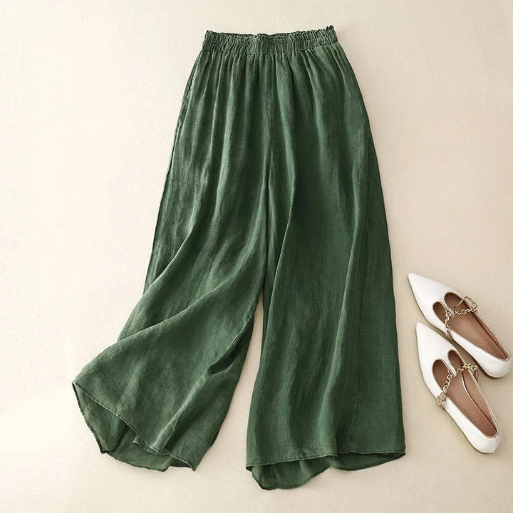 Dia | Wide-Leg Palazzo Trousers with Elasticated Waist and Plain Finish