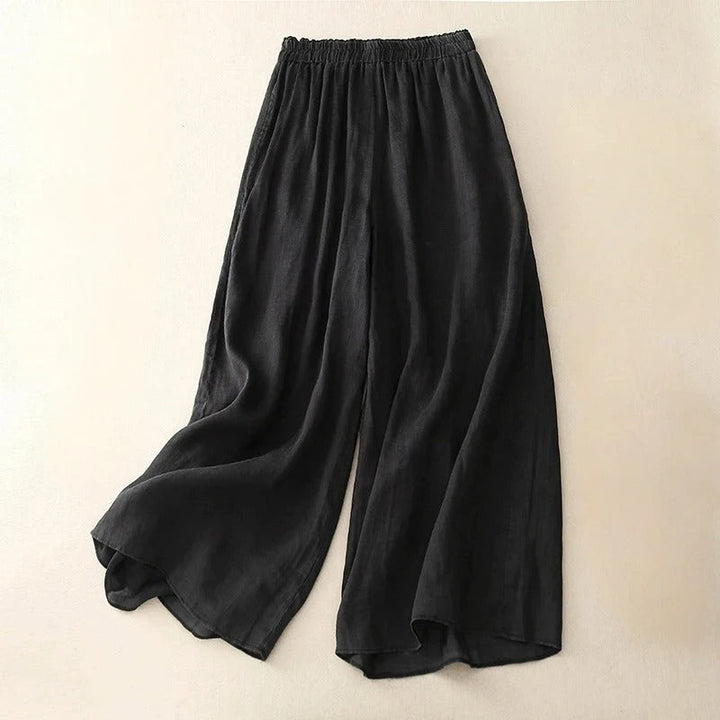 Dia | Wide-Leg Palazzo Trousers with Elasticated Waist and Plain Finish