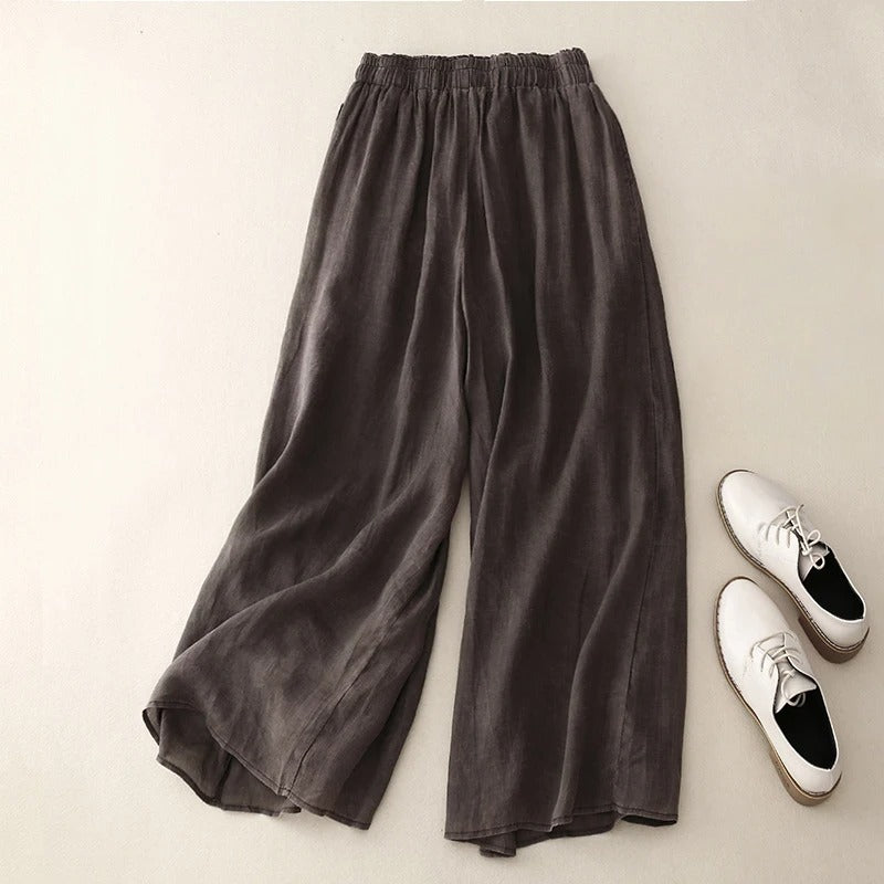 Dia | Wide-Leg Palazzo Trousers with Elasticated Waist and Plain Finish