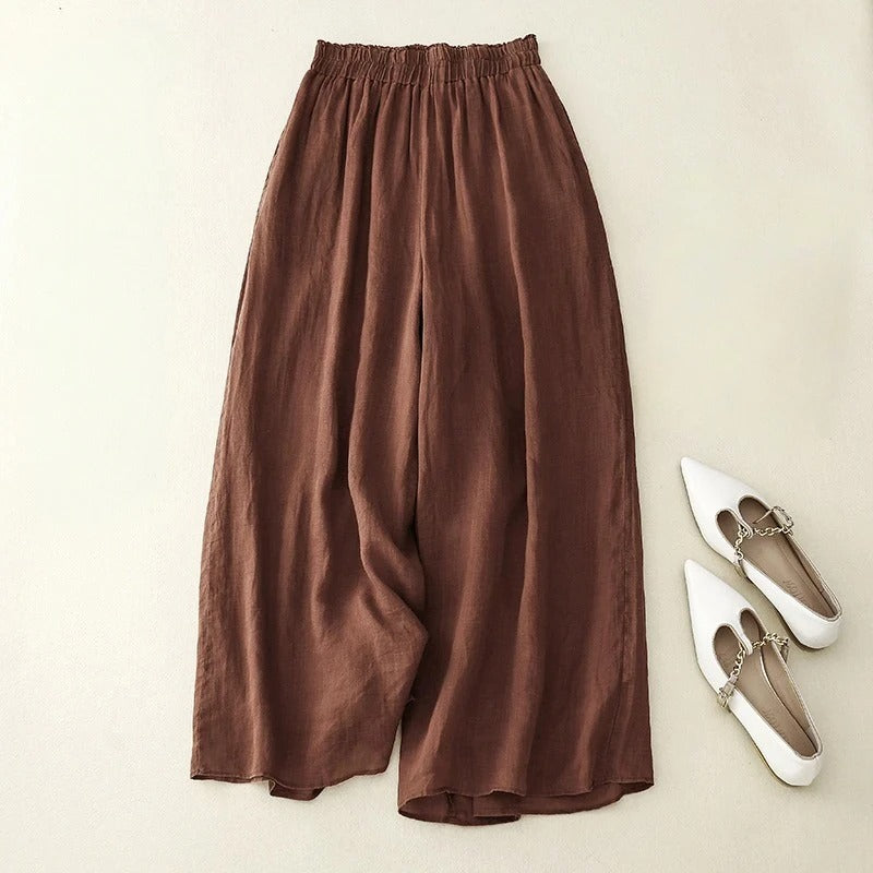 Dia | Wide-Leg Palazzo Trousers with Elasticated Waist and Plain Finish