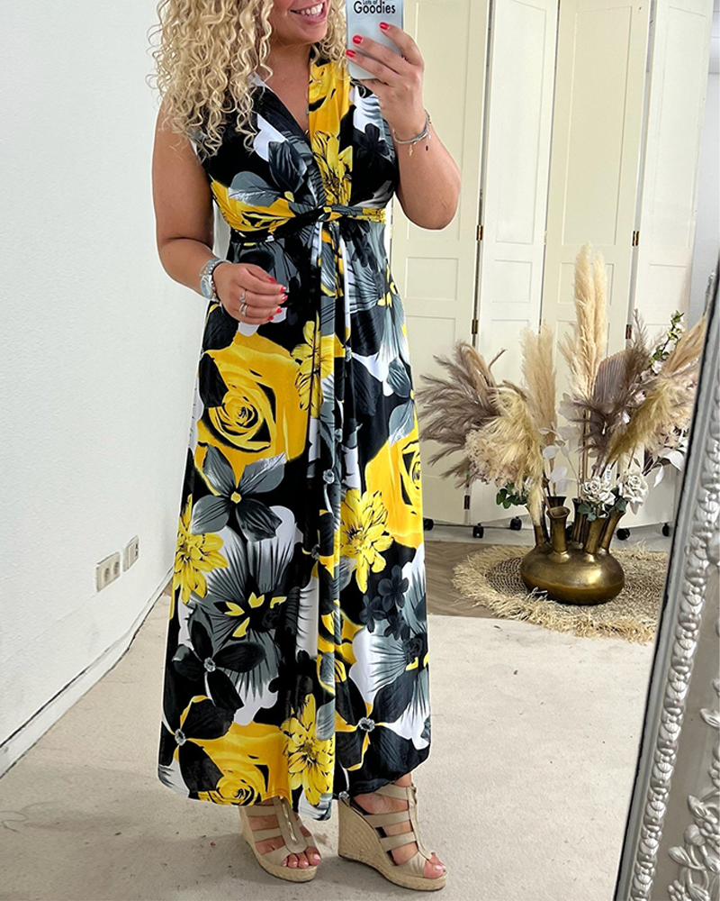 Madison | Maxi Wedding Guest Dress with Floral Print and V-Neck